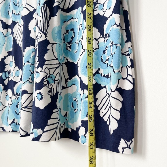 Lilly Pulitzer Silk Blend Patty Dress Low Tide Navy Bouquet All Day Womens Large - Picture 8 of 12